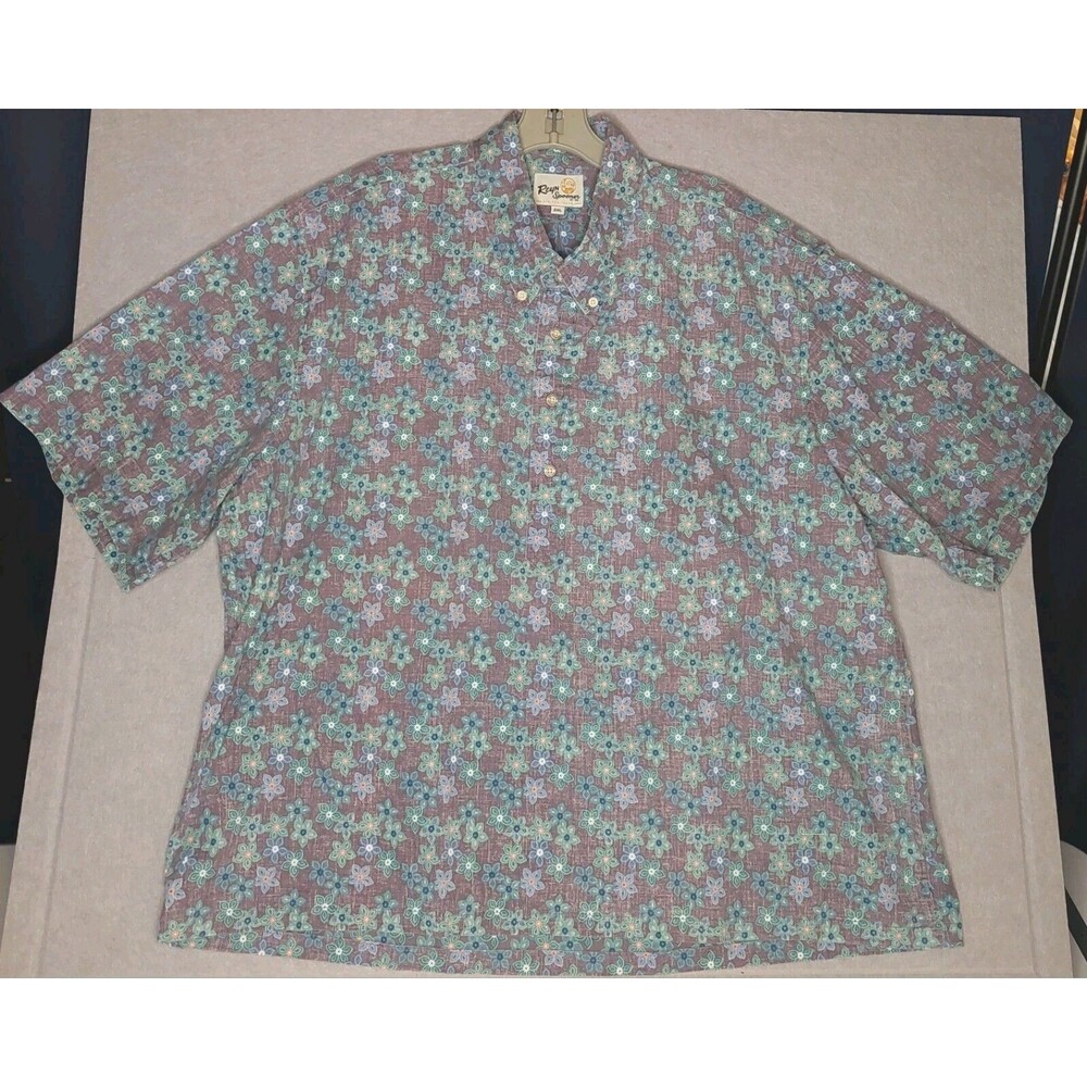 Reyn Spooner Limited Issue Hawaiian Shirt Sz 2XB Purple,Blue Floral Pull Over